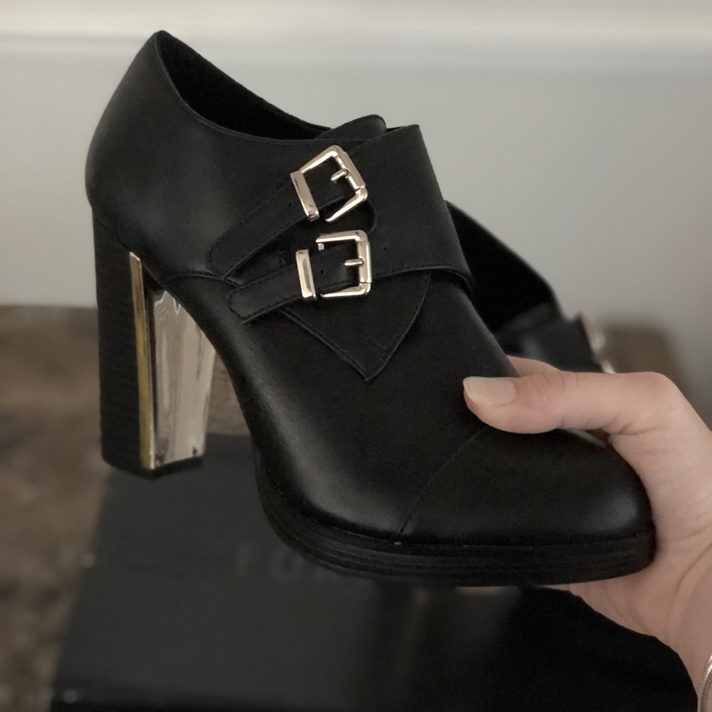 Black Faux Leather Booties